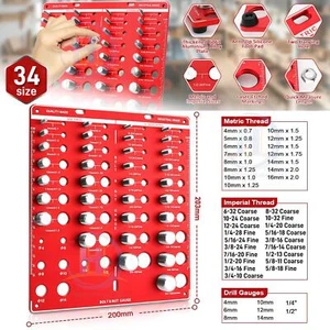 Standard and Metric Nut & Bolt 34 Thread Checker | Bolt and Nut Identifier Gauge - Picture 1 of 17