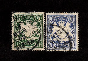 Bavaria - 1876-1878 - SC 39 & 42 - Used - Coat of Arms - Picture 1 of 1