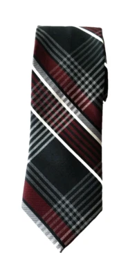 Gravata de seda Stafford Burgandy, preto e branco 58” x 3,25” - Imagem 1 de 4