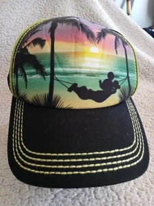 Disney Parks Mickey Mouse Trucker Hat Baseball Snapback Dad Cap Sunset Beach - Picture 1 of 4