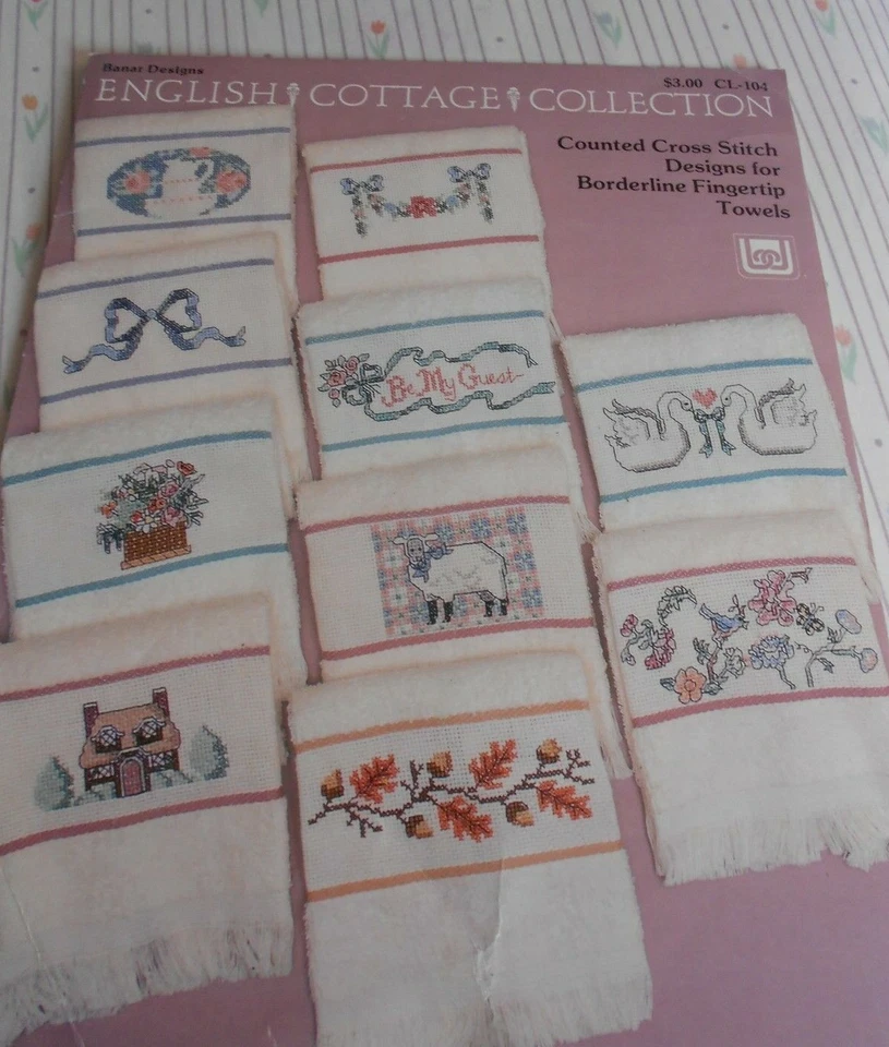BANAR DESIGNS ENGLISH COTTAGE COLLECTION TOWEL CROSS STITCH LEAFLET 1988 - Image 1 of 1
