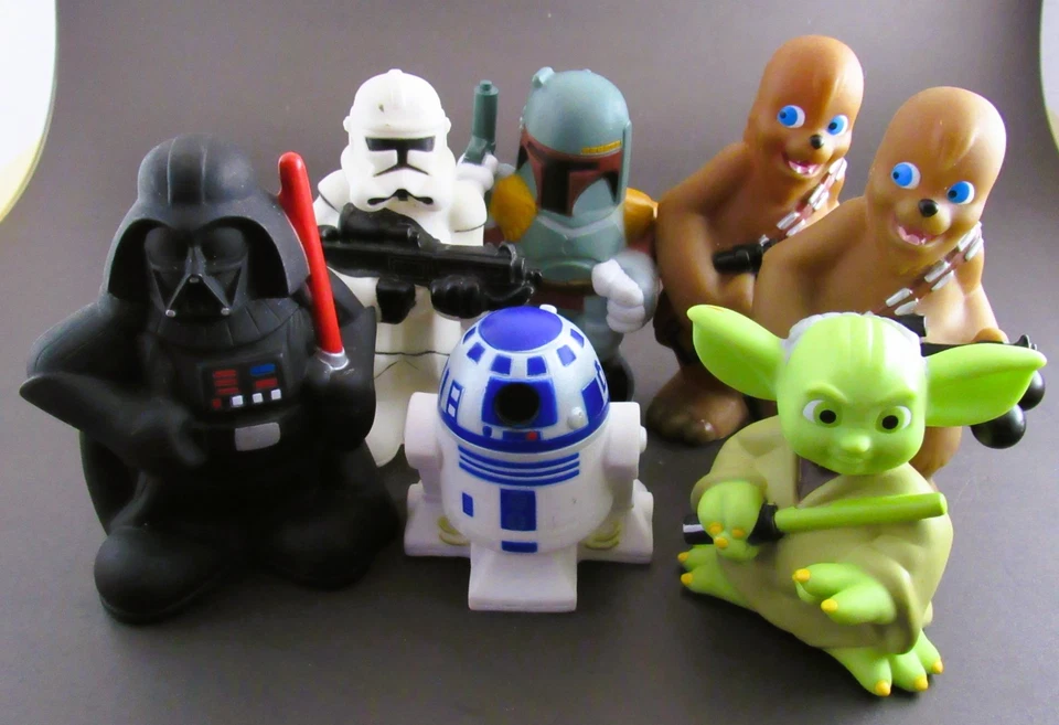 Lote de 7 figuras de juguete de baño de vinilo Star Wars Disney 2008 Foto 1 de 1