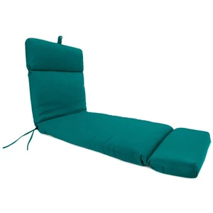 72" x 22" Outdoor Chaise Lounge Cushion with Ties and Hanger Loop in Green - Picture 1 of 2