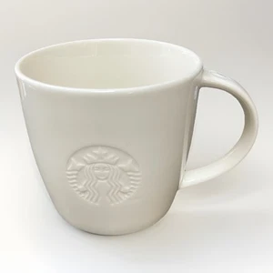 2010 Starbucks Grande White Embossed Mermaid Logo Coffee Cup Mug 16 oz Original - Bild 1 von 15