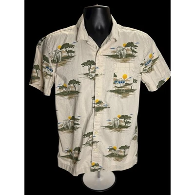 Safari Print Button Up Shirt XL Men’s 18/20 Elephant Giraffe Arizona Jean Co - Image 1 of 4