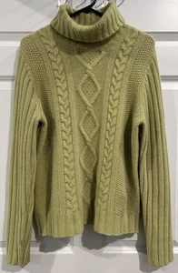 Women's Lambs Wool Angora Blend Cabel Knit Sweater Size XL Fisherman Holiday - Picture 1 of 8