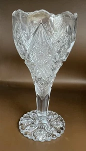 Imperial  Cut EAPG Thunderbolt Chalice Vase 9 1/4" Tall - Picture 1 of 5