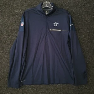 Nike Dri-fit Dallas Cowboys Men’s Size L Quarter Zip Jacket Blue Sewn Logo - Picture 1 of 6