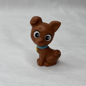 Barbie Doll Pets Brown Puppy Dog Sitting With Blue Collar Figure 2” Small Mini - Picture 1 of 4