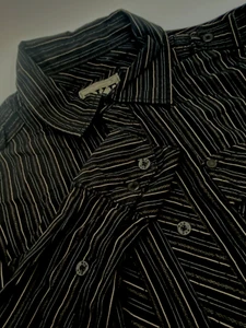 BKE Black Mens Western Style Shirt Slim Fit Long Sleeve Epaulets Corded Yoke L - Picture 1 of 8