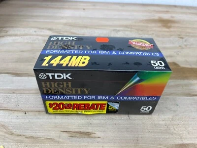 Estuche Sellado de 50 Disquetes TDK MF-2HDIF50 Alta Densidad Formateado 1.44MB 3.5" Foto 1 de 4