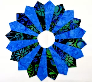 BRIGHT BLUE FLORAL BATIKS DRESDEN CIRCLES - Picture 1 of 1