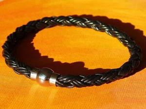 Pulsera de cuero trenzado negro y acero inoxidable de 5 mm para dama de Lyme Bay Art - Imagen 1 de 3