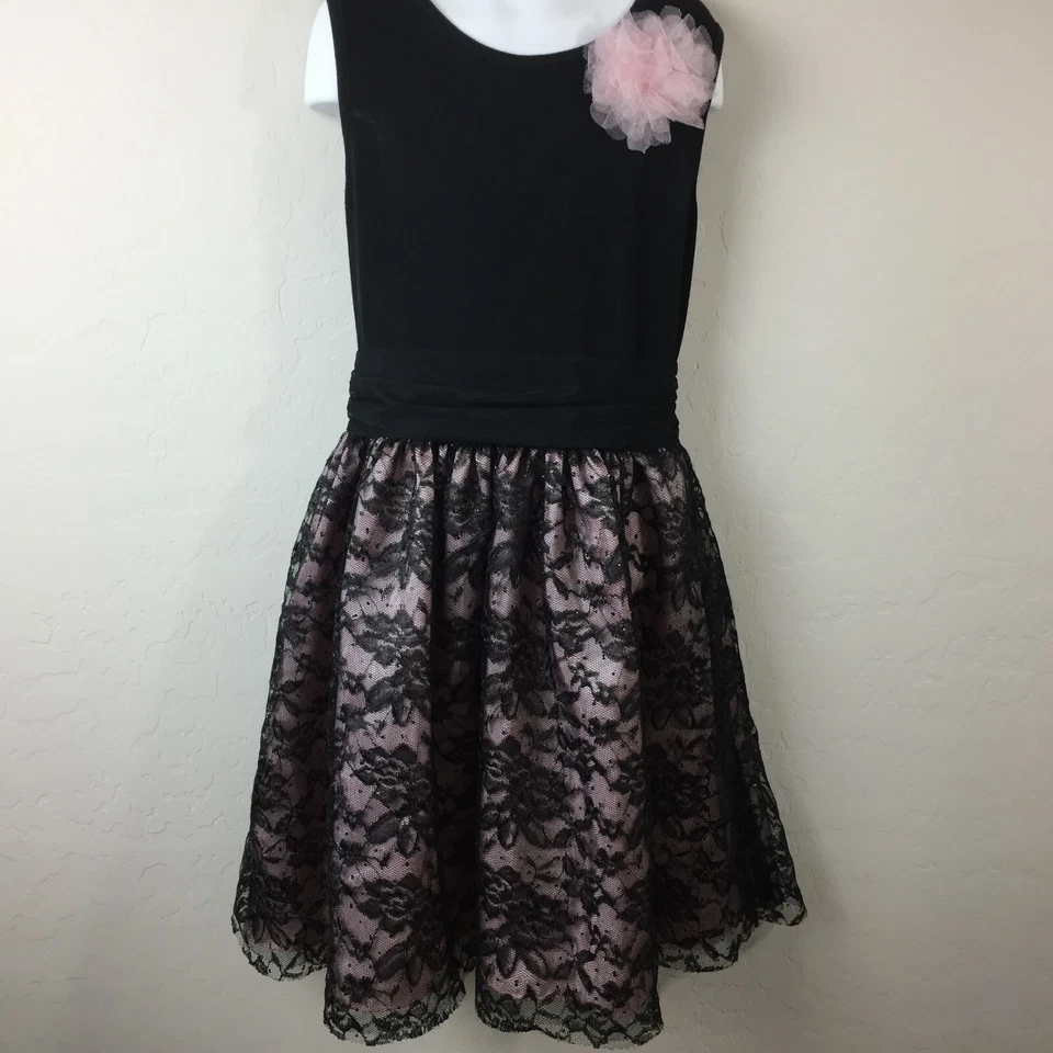 Vestido Cherokee Niña Negro Rosa Fiesta Elegante Sin Mangas Tul Talla L Lg Grande Foto 1 de 4