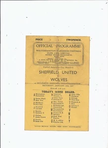 Wolverhampton Wanderers v Sheffield United 25 January 1947 FA Cup 4th Round - Picture 1 of 2