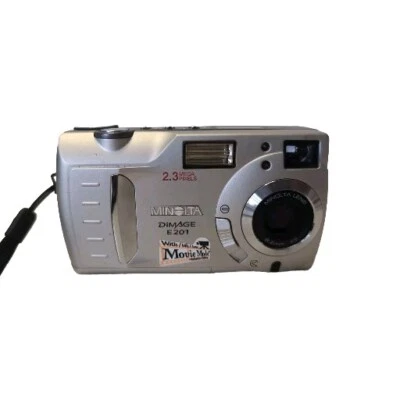 Konica Minolta Dimage E201 2.3MP Compact Digital Camera Silver Working - Image 1 of 4