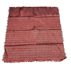 Mantel tradicional Indonesia geométrico 35" x 34" hecho a mano rojo - Imagen 1 de 4