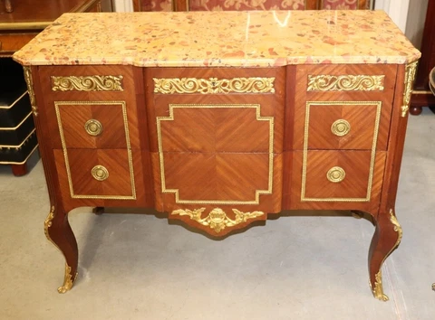 Fine Bronze Mounted French Louis XV Breche D' Alep Marble Commode Circa 1900 Cover