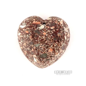Gran Cuentas Colgantes de Corazón Hinchado de Jaspe Rompido de Amapola Natural 40mm #18161 - Imagen 1 de 2