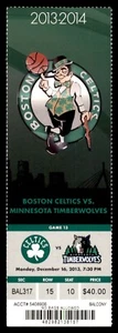 Boston Celtics vs. Minnesota Timberwolves 16 dicembre 2013 biglietto stub - Foto 1 di 2