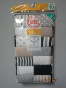 Wonder Nation Youth Girls' 14-Pack Multi-Color Briefs Underwear Size 10 - Picture 1 of 3