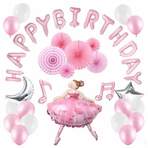 40 Teile Mädchen Geburtstag Party Zubehör, Rosa Ballett Tanzen Mädchen Luftballons Sets - Bild 1 von 6