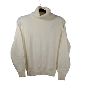 VTG 80s Glory 3 Knit Turtleneck Sweater Womens M Ivory White Lambswool Angora - Picture 1 of 5
