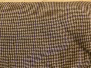 Brown, tan and purple Houndstooth Check, 100% Wool Tweed Fabric, 60" x 5.5 yard - Picture 1 of 3