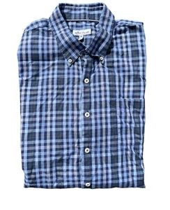 Peter Millar XXL Blue White Gray Shirt Mens Plaid Button Down Golf - Picture 1 of 5