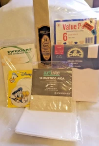 Mixed Lot of Cross Stitch Aida fabrics. DMC, MCG,Zweigart, Artiste,Disney Mix - Picture 1 of 7