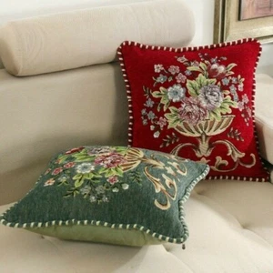 Retro Embroidery Pillow Case Throw Sofa Cover Cushion Home Decor Floral Vintage - Picture 1 of 17
