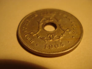 Belgium 1904 French Text Large Date 5 Centimes Coin Belgique KM54 2.5g 19mm - Picture 1 of 8