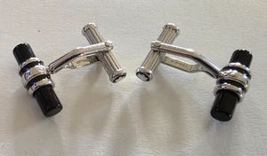 Authentische Montblanc kultige Edelstahl Onyx Manschettenknöpfe. Ohne Karton. - Bild 1 von 7