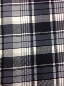 Pfirsich weicher Satin Karomuster schwarz/elfenbein/grau Kleid Handarbeit Stoff - Bild 1 von 5