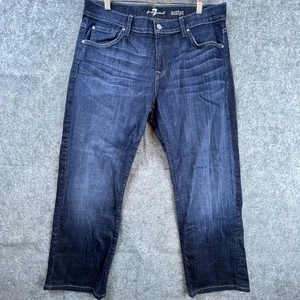 7 For All Mankind Jeans Men 34 Austyn Straight Blue Denim Cotton Stretch - Picture 1 of 8