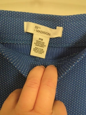 89th & Madison Pantalones Vestido Talla PM Cintura Elástica con Bolsillos Traseros Azul Polka Foto 1 de 4