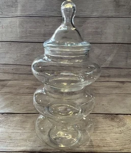 Vintage Three Tier Stackable Glass Apothecary Jars Clear Glass 10” - Picture 1 of 8