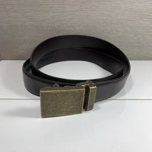 Mission Gürtel Herren XL Antik Messing Ton Schnalle Braun Ratsche Leder EUC - Bild 1 von 7