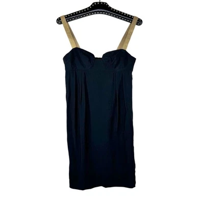 Mini Vestido Twelfth Street by Cynthia Vincent Negro Sin Mangas Correa Dorada 4 Nuevo sin Etiquetas Foto 1 de 4