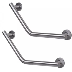 2x Croydex Chrom Edelstahl abgewinkelt Haltegriff Bad Stütze 600 mm x 82 mm - Bild 1 von 6