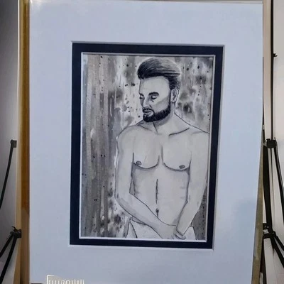 Acuarela original, gay, mate, retrato, firmado por Herbie Hasbrouck Jr. Foto 1 de 4