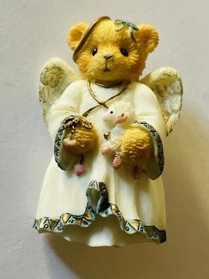 Angel Teddy Bear PIN Brooch Lamb Heart Gift Ceramic Type Small Delicate Sweet - Image 1 of 3