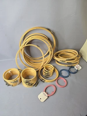 Lot of 36 Coats & Clark 2 12" 6 10" 14 4"  5x9 Oval Wooden Embroidery Hoops  - Image 1 of 4