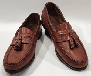 Mocassini Allen Edmonds Maxfield da uomo taglia 12 3E in pelle marrone con nappe slip on - Foto 1 di 16