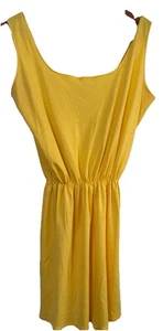 Gelbes Fit & Flare Stretch ärmelloses Kleid M 34" L 26" Brustumfang Baumwollmischung - Bild 1 von 3