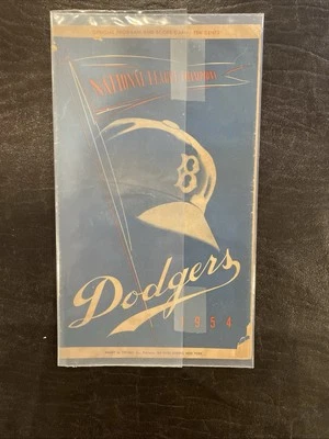 1954 Brooklyn Dodgers vs. New York Giants Score Card, Scored, HOFers Mays et al - Image 1 of 4