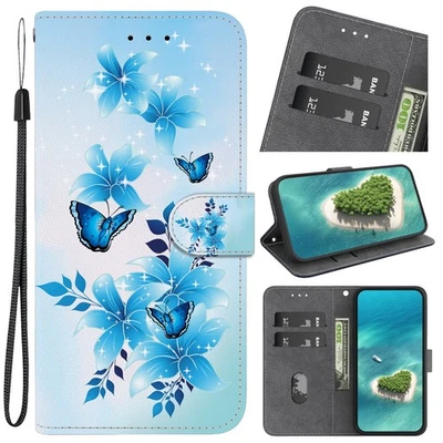 Flip Leather Card Slot Wallet Soft Butterfly Women Phone Case For Various Covers - Image 1 of 4