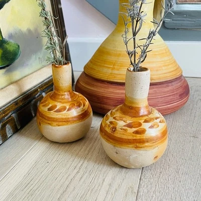 Juego De Colección De 2 Cerámica Arcilla Primitiva Rústica Neutra Tonos Tierra Decoración Del Hogar Foto 1 de 4