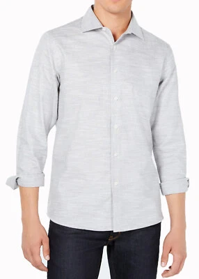 Nueva Camisa de Vestir Para Hombres Tallia Calce Ajustado Plateada Brillante Botón Delantero S 14 1/2 Foto 1 de 2