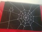 Four Halloween  Black Cotton Silver Spider Web and SpiPlacemats with Rhinestones
